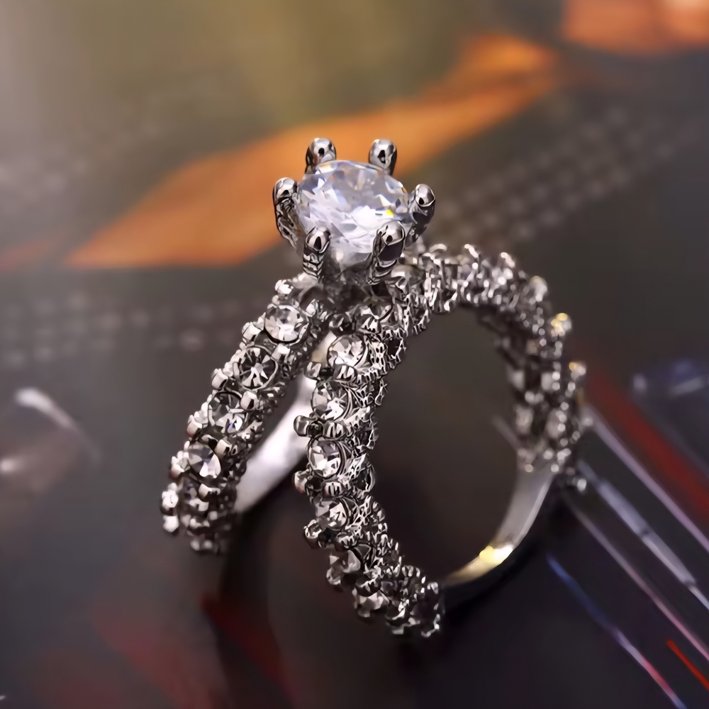 Elegant Silver Crystal Ring